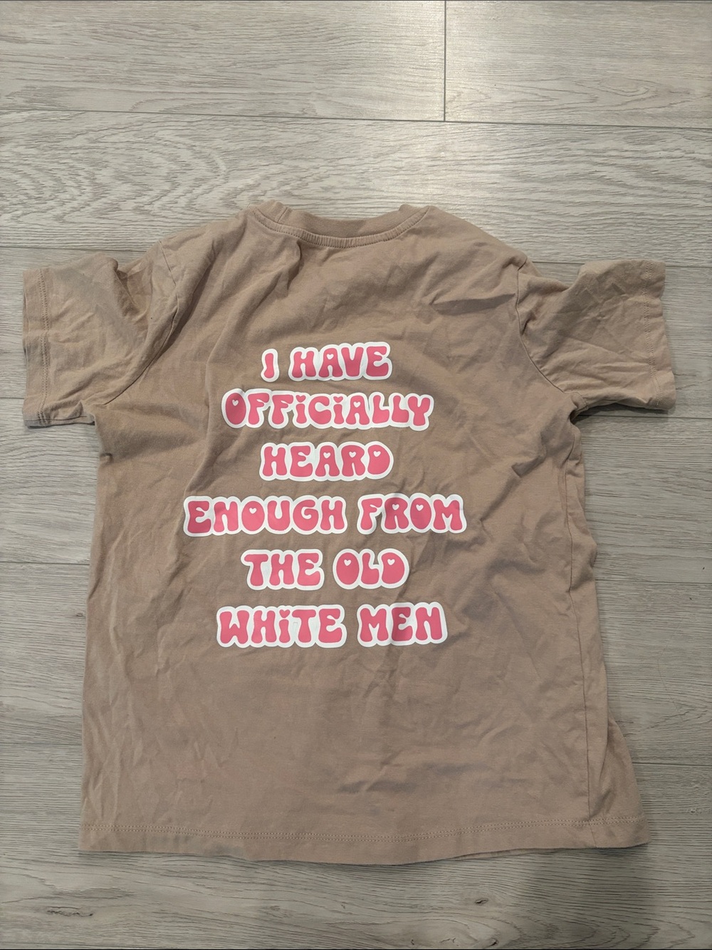 George Tan Short Sleeve Tee with Pink Graphic Text